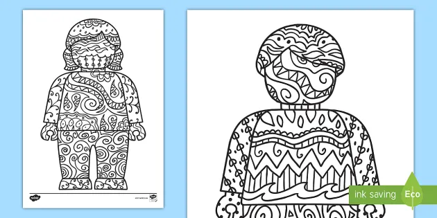 Building brick people mindfulness colouring pages
