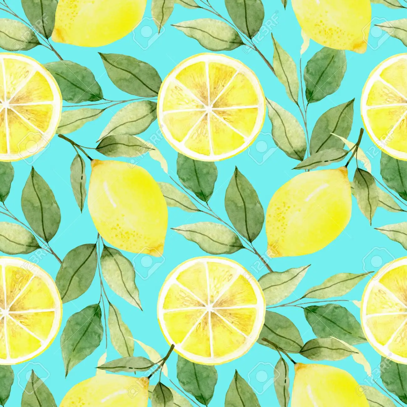 Lemon watercolor pattern background fruit wallpaper lemon wreath hello summer stock photo picture and royalty free image image