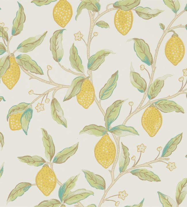 Lemon tree wallpaper by morris in bay leaf jane clayton