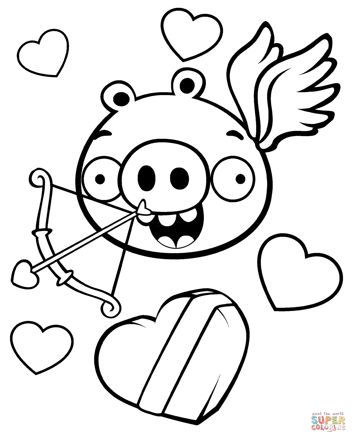 Minion pig valentine theme coloring page free printable coloring pages