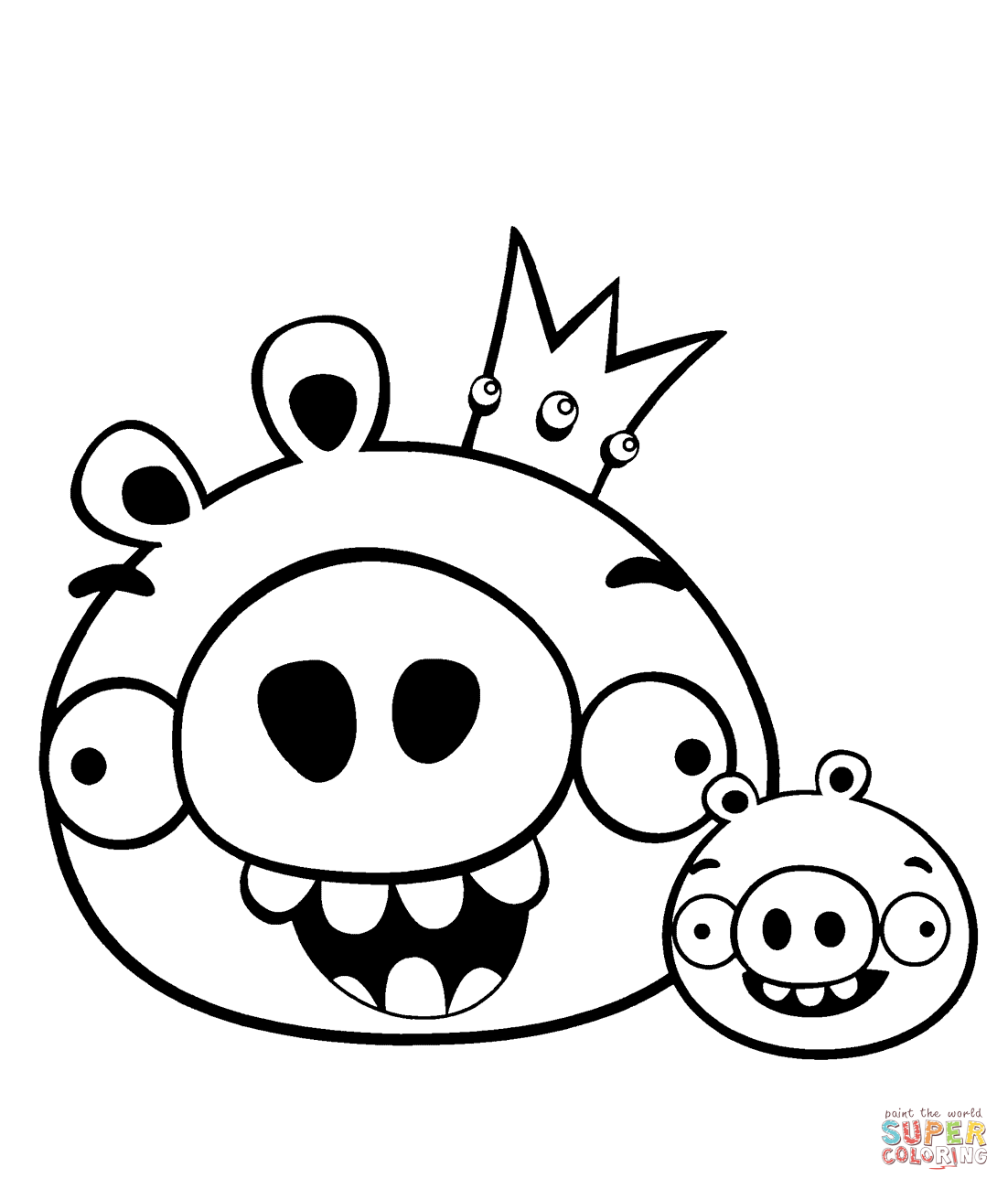 King pig and minion coloring page free printable coloring pages