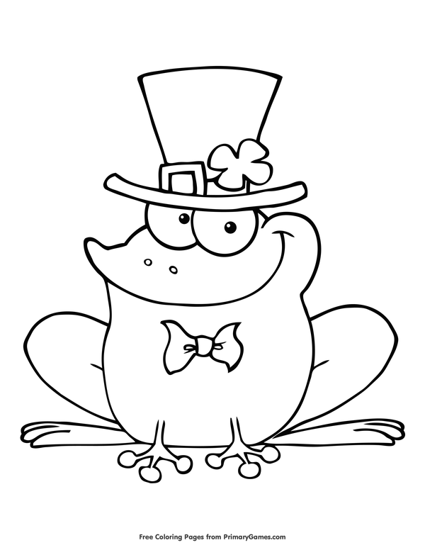Leprechaun frog coloring page â free printable ebook frog coloring pages coloring pages st patricks day clipart
