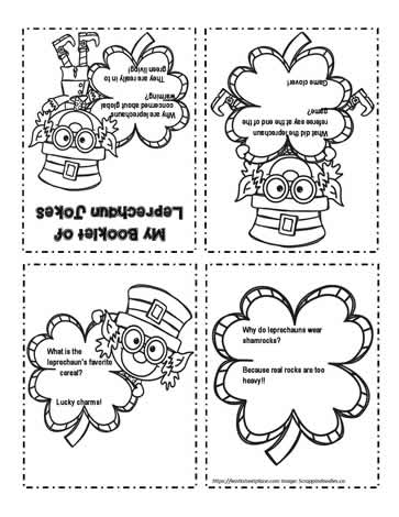 Booklet of leprechaun jokes worksheets