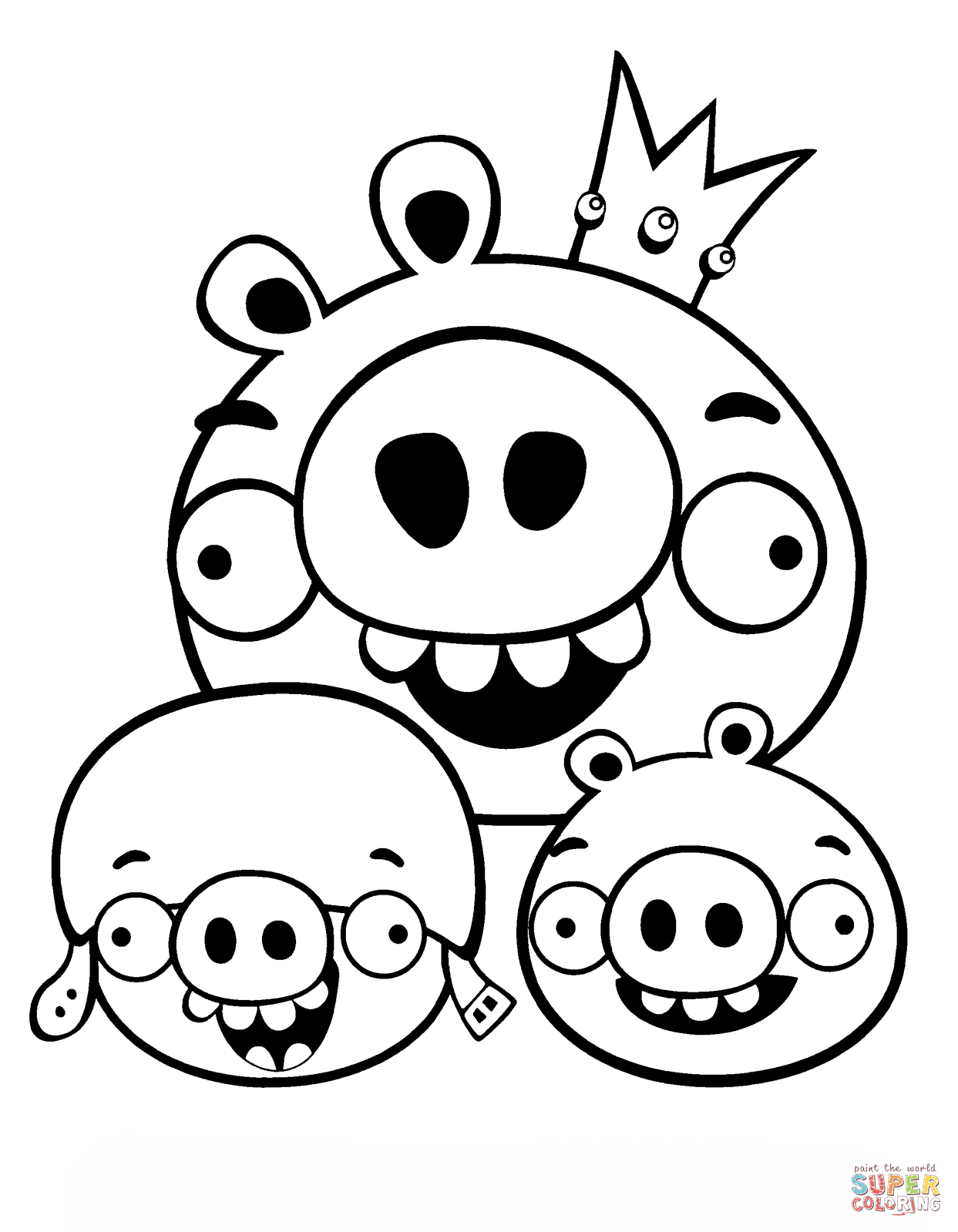King pig corporal and minion coloring page free printable coloring pages