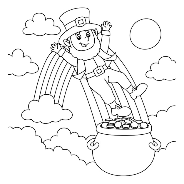 Premium vector st patricks day leprechaun coloring page for kids