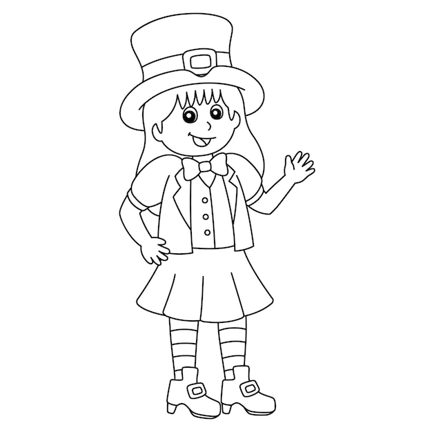 Premium vector a cute and funny st patricks day coloring page of a leprechaun girl provides hours of coloring fun for children to color this page is very easy suitable for