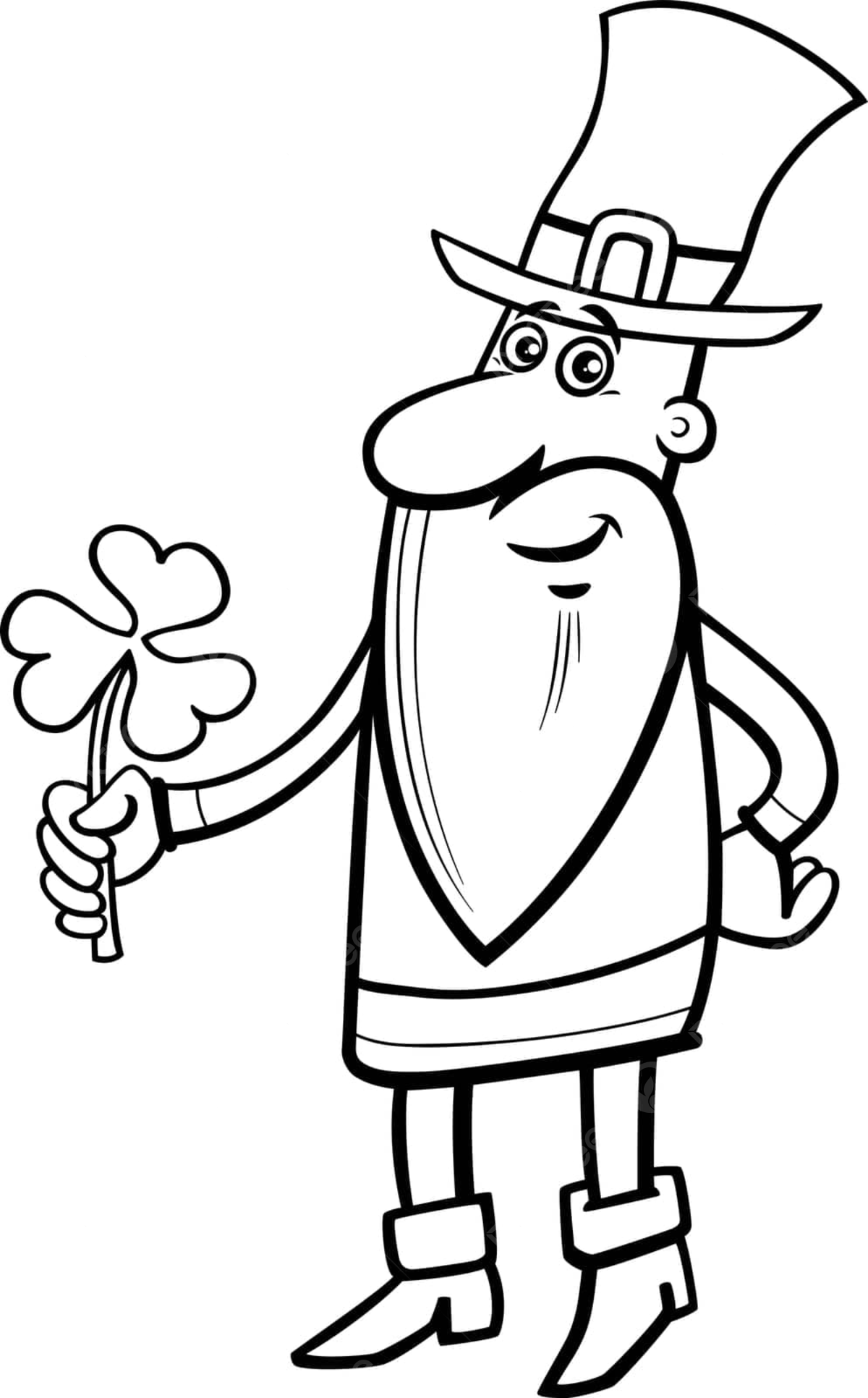 St patricks day printable coloring page of a cartoon leprechaun holding a clover vector man graphic clover png and vector with transparent background for free download