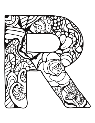 Dibujo de letra r zentangle para colorear dibujos para colorear imprimir gratis