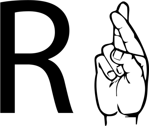 Desenho de linguagem de sinais asl letra r para colorir desenhos para colorir e imprimir gratis