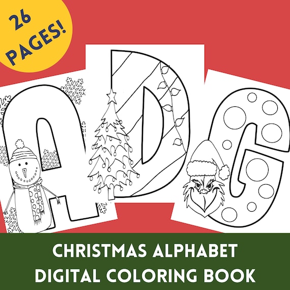 Libro para colorear de letras navideãas un libro digital imprimible pãginas para imprimir y colorear una pãgina para cada letra mãs elementos navideãos