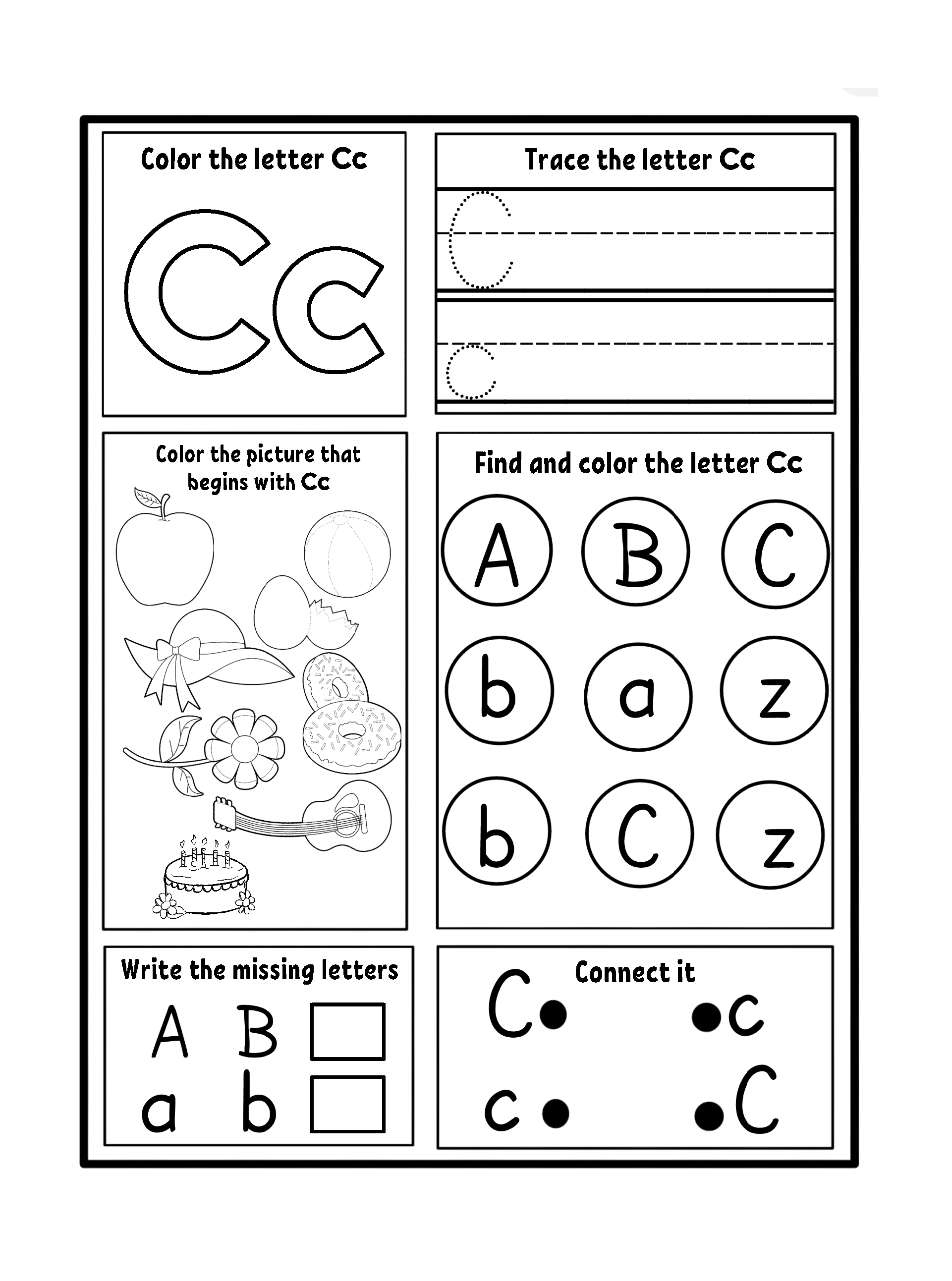 Free letter c worksheets for kids
