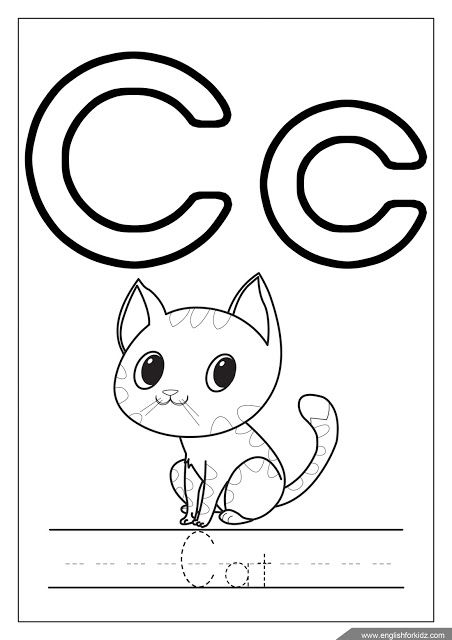 Alphabet coloring page letter c coloring c is for cat alphabet coloring pages alphabet printables alphabet coloring