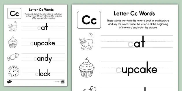 Letter cc words letter recognition activity teacher made