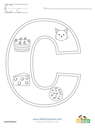 Letter c coloring page all kids network