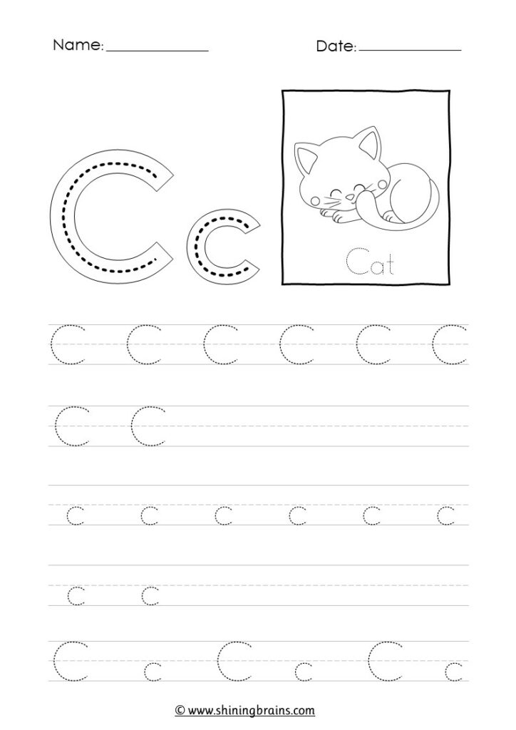 Tracing letter c c worksheet