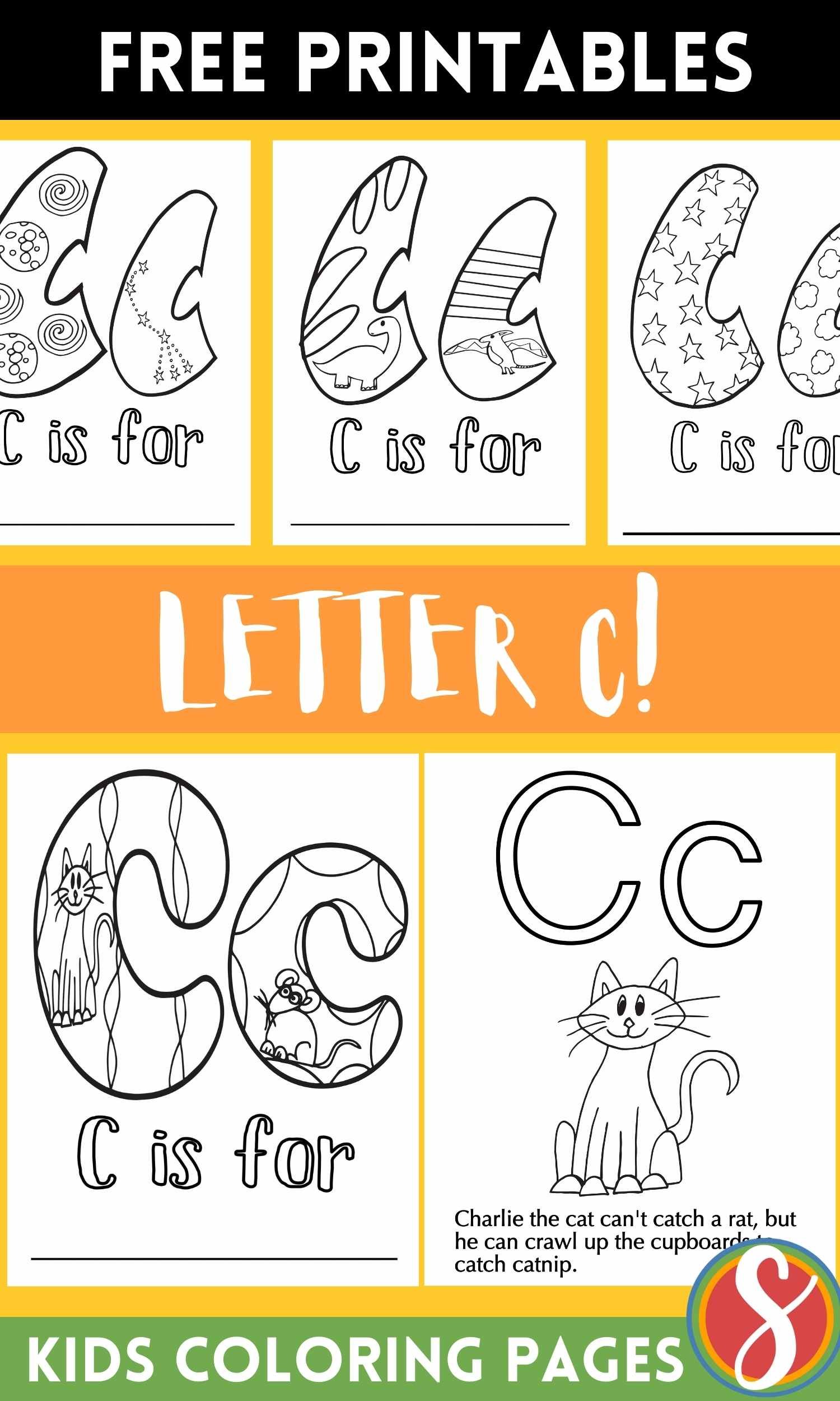Free letter c coloring pages â stevie doodles