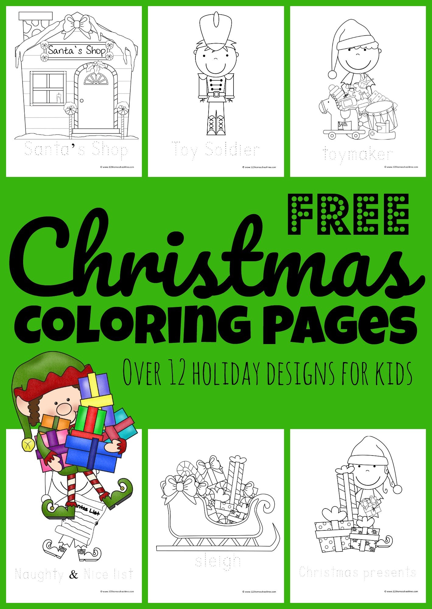 Free santas helpers christmas coloring pages