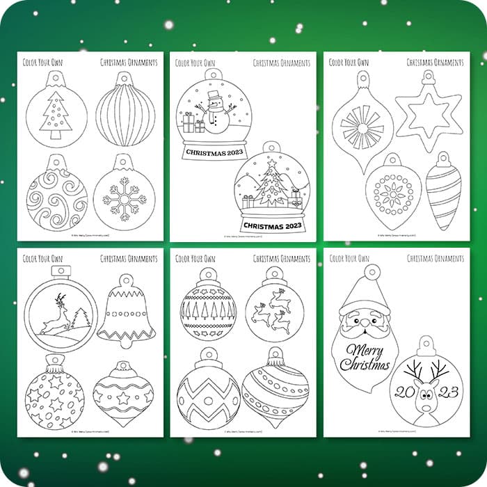 Christmas ornaments printables to color mrs merry