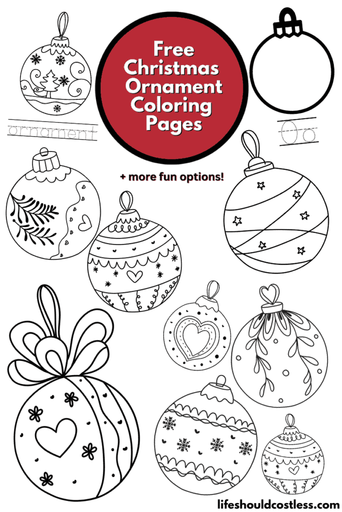 Christmas ornament coloring pages free printable pdf template