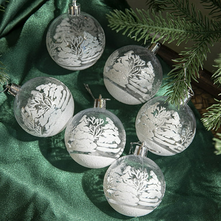 Christmas tree ornaments white clear shatterproof christmas ornaments with elksnow houseletterschristmas tree pattern