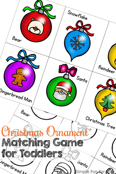 Day christmas ornament matching game for toddlers