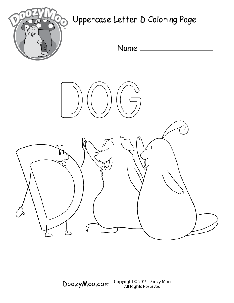 Cute uppercase letter d coloring page free printable