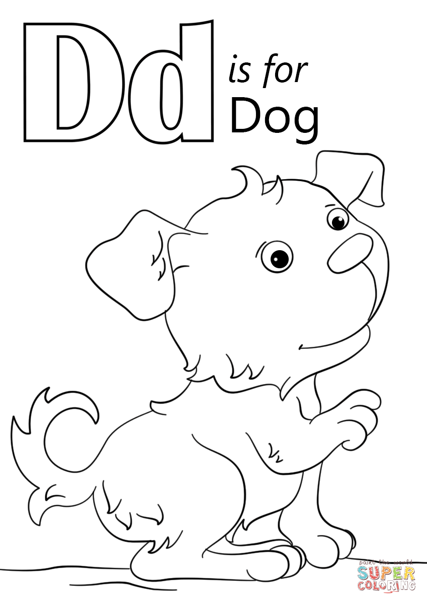 Letter d is for dog coloring page free printable coloring pages