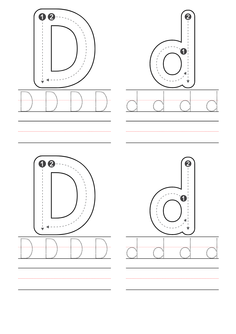 Free letter d coloring pages printable pdf