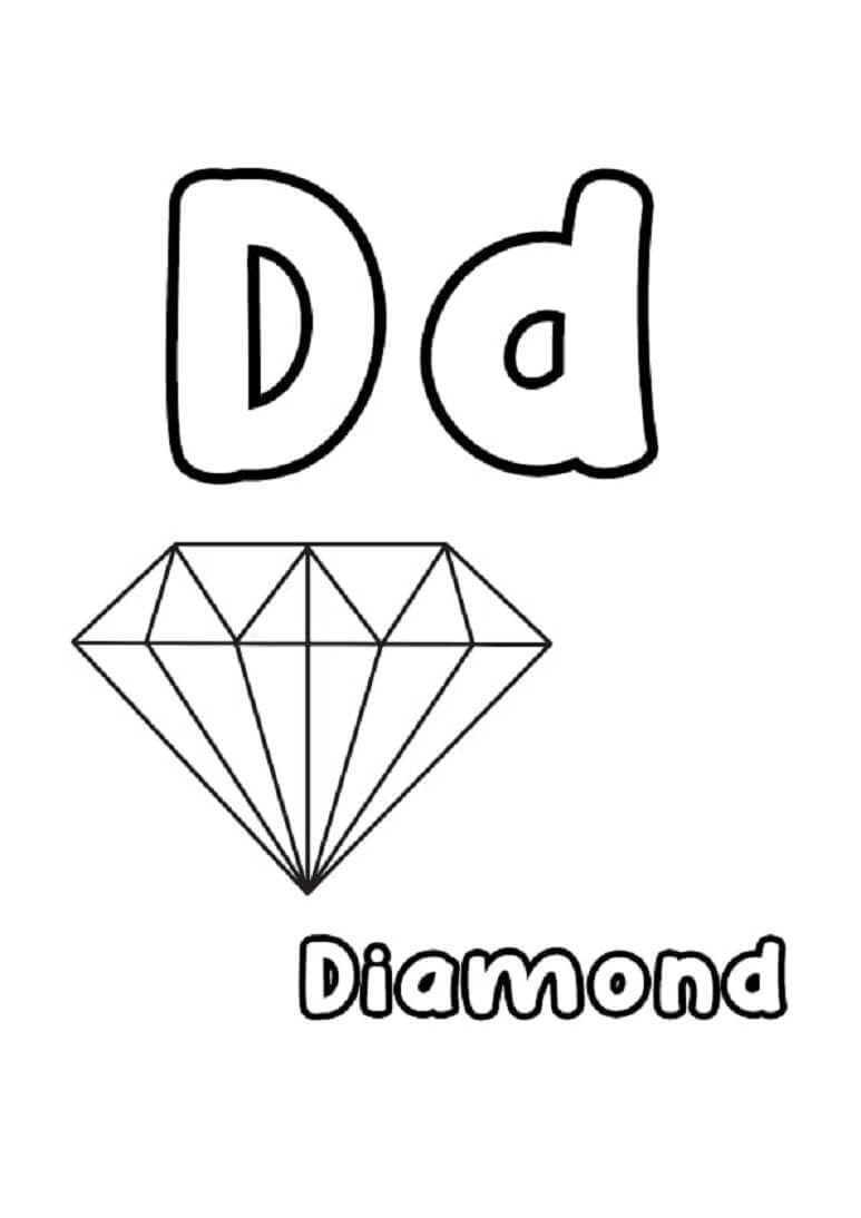 Letter d and diamond coloring page