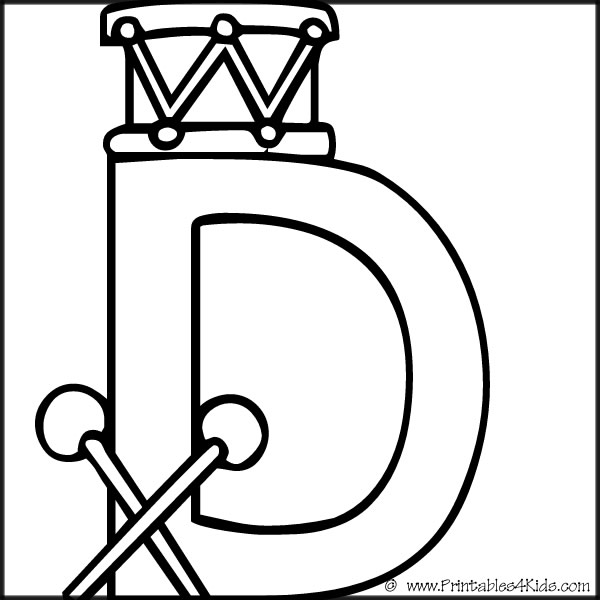 Alphabet coloring page letter d â printables for kids â free word search puzzles coloring pages and other activities
