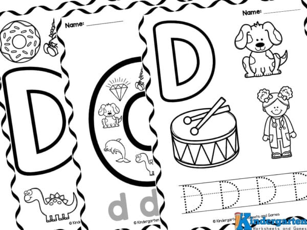 Free printable letter d coloring sheet pages for kids
