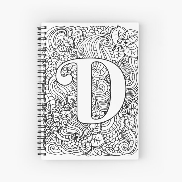 Adult coloring page monogram letter d spiral notebook for sale by mamasweetea