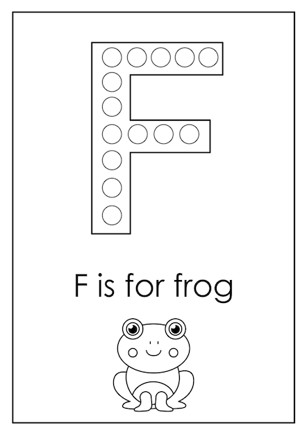 Premium vector learning english alphabet for kids letter f dot marker activity