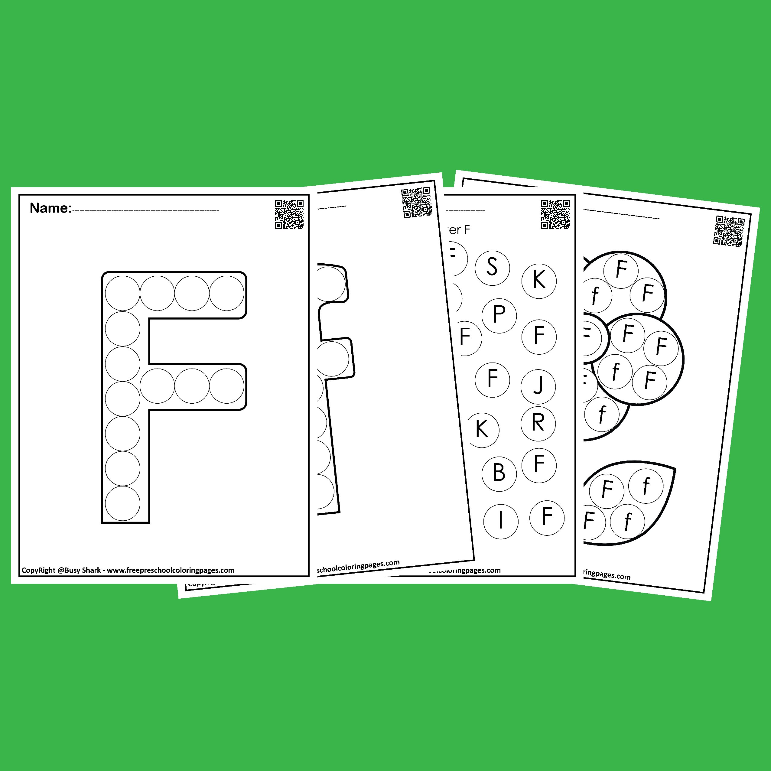 Letter f dot markers free coloring pages