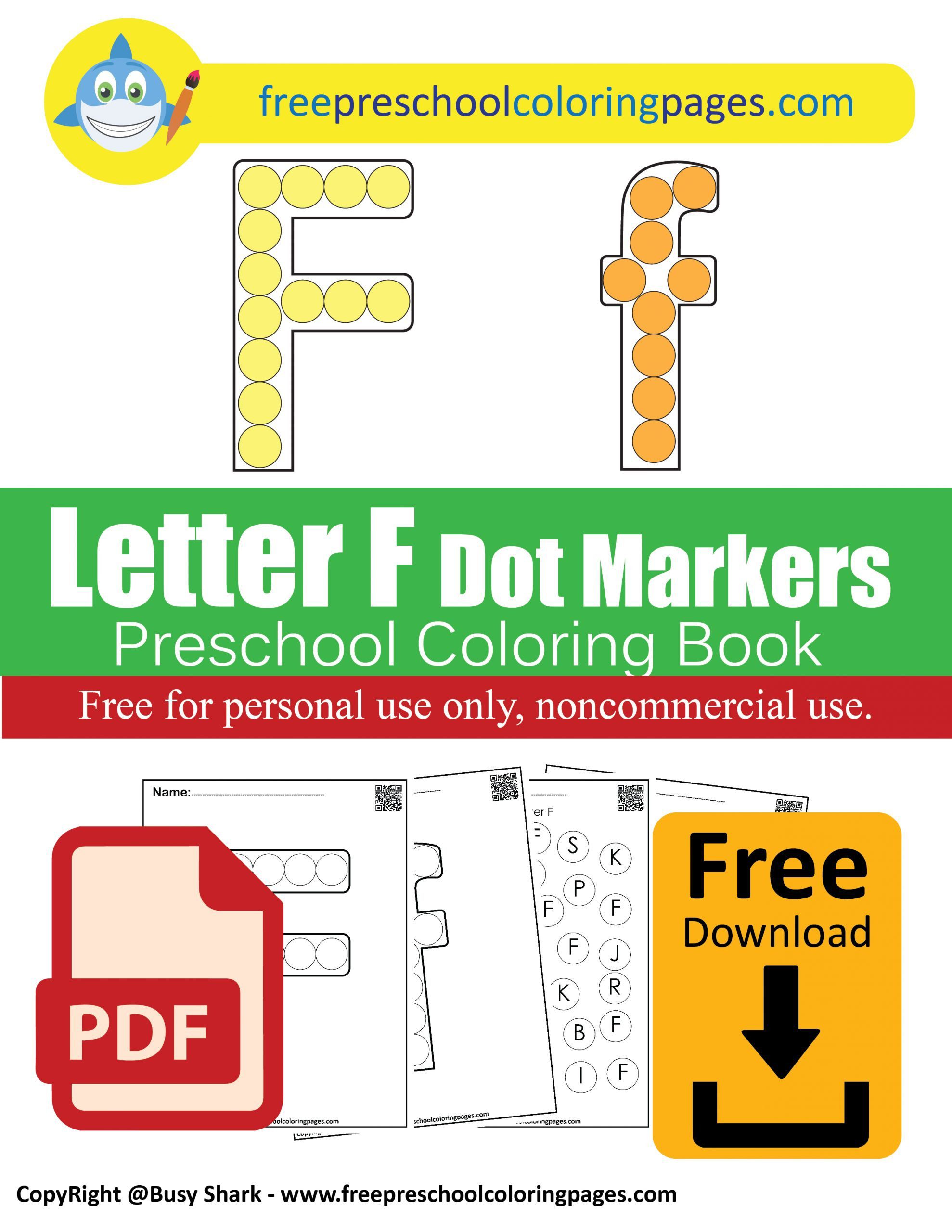 Letter f dot markers free coloring pages