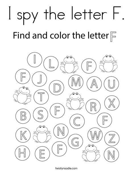 I spy the letter f coloring page