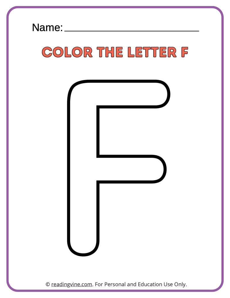 Letter f coloring activity