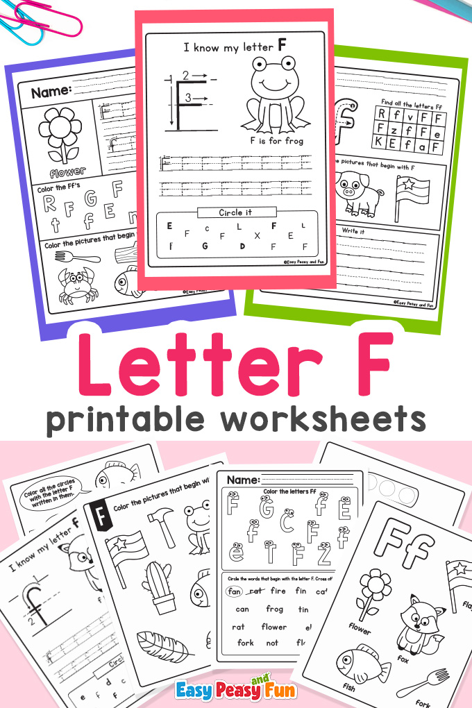 Letter f worksheets for preschool and kindergarten