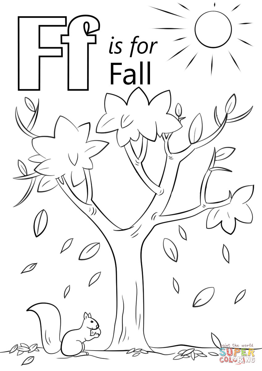 Letter f is for fall coloring page free printable coloring pages