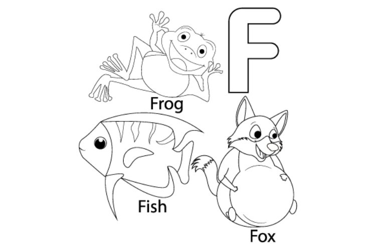 Coloring sheet from letter f for kids