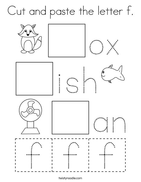 Cut and paste the letter f coloring page