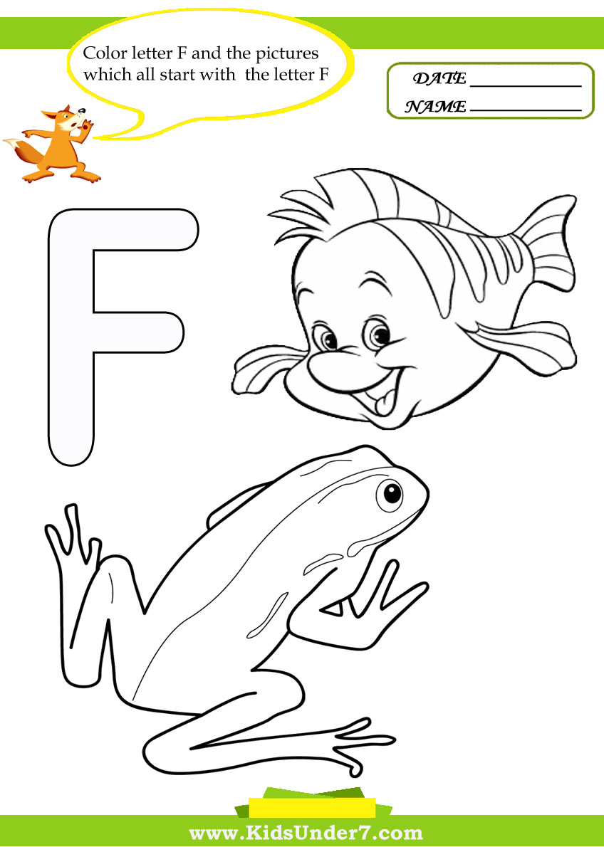 Kids under letter f worksheets and coloring pages