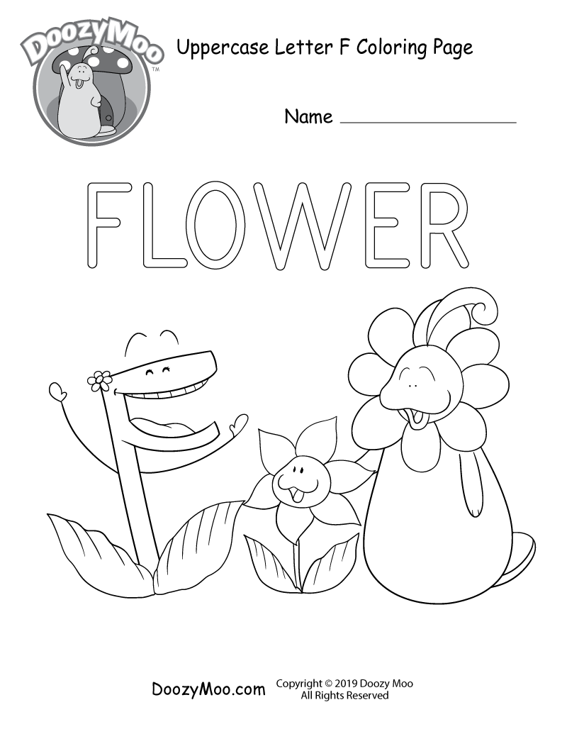 Cute uppercase letter f coloring page free printable