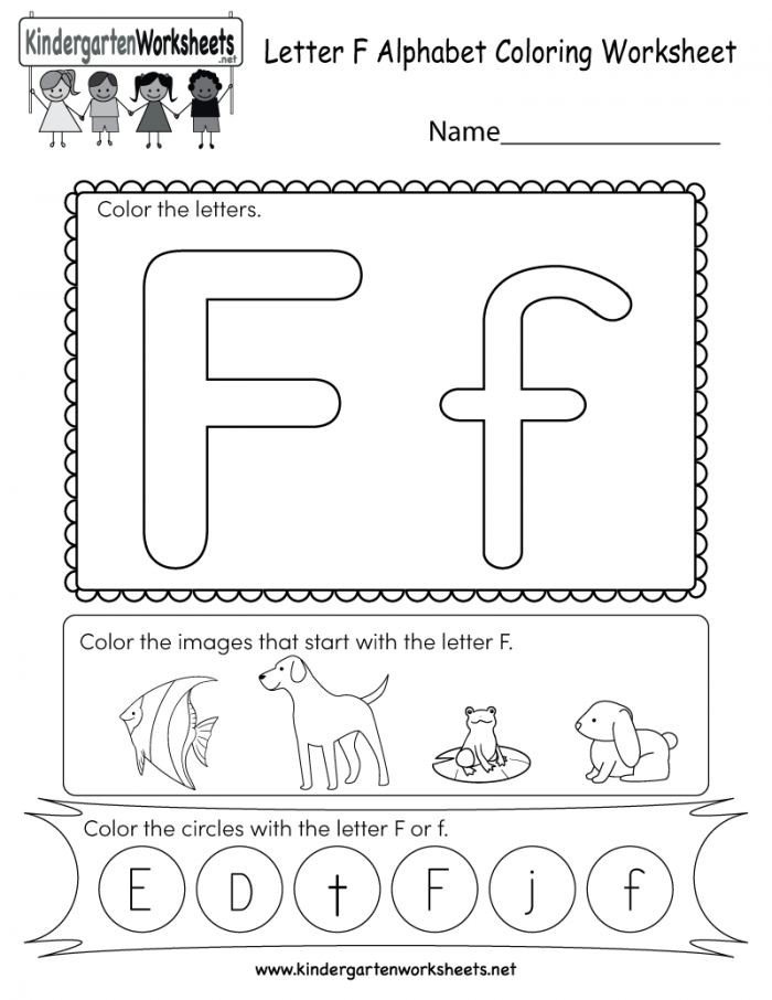 Letter f coloring page worksheets