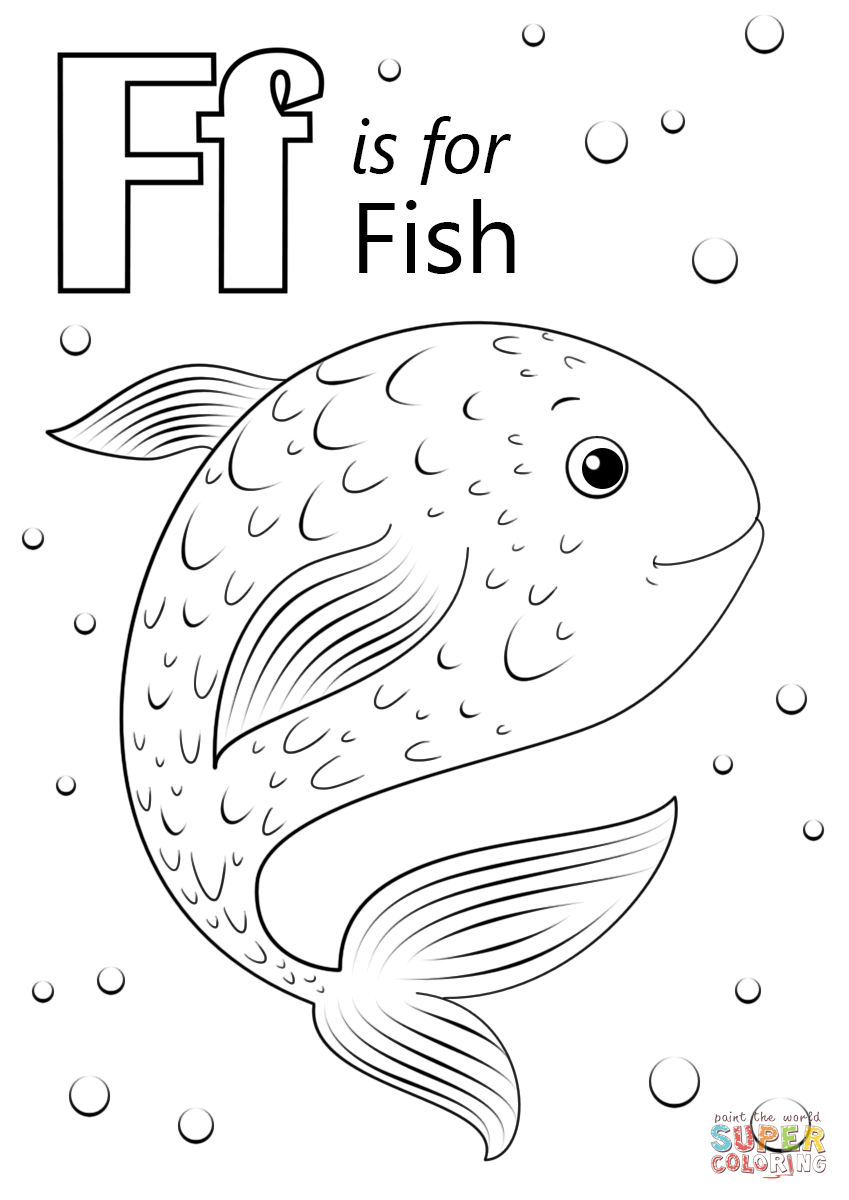 Letter f is for fish coloring page free printable coloring pages