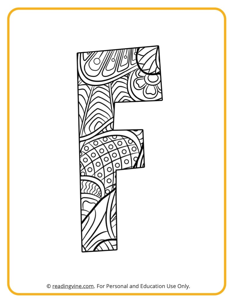 Letter f coloring pages