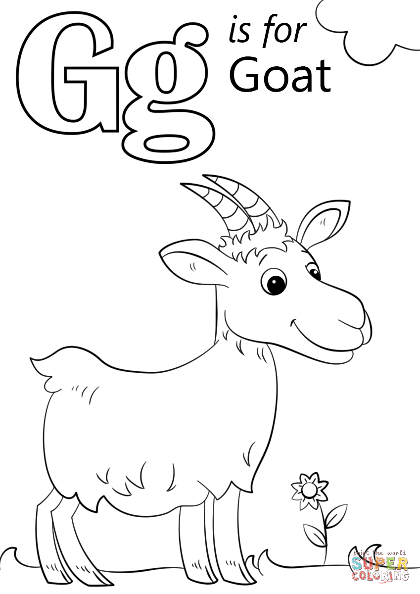 Letter g is for goat coloring page free printable coloring pages