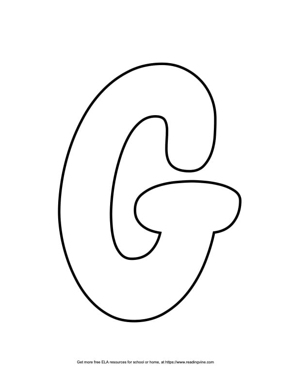 Bubble letter g free printable styles