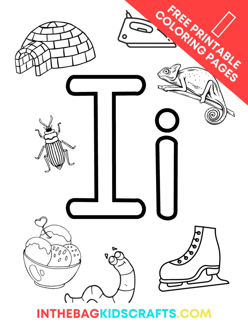 Letter i coloring pages free printable â in the bag kids crafts