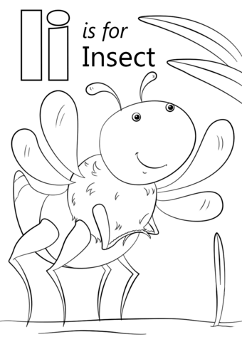 Letter i is for insect coloring page free printable coloring pages